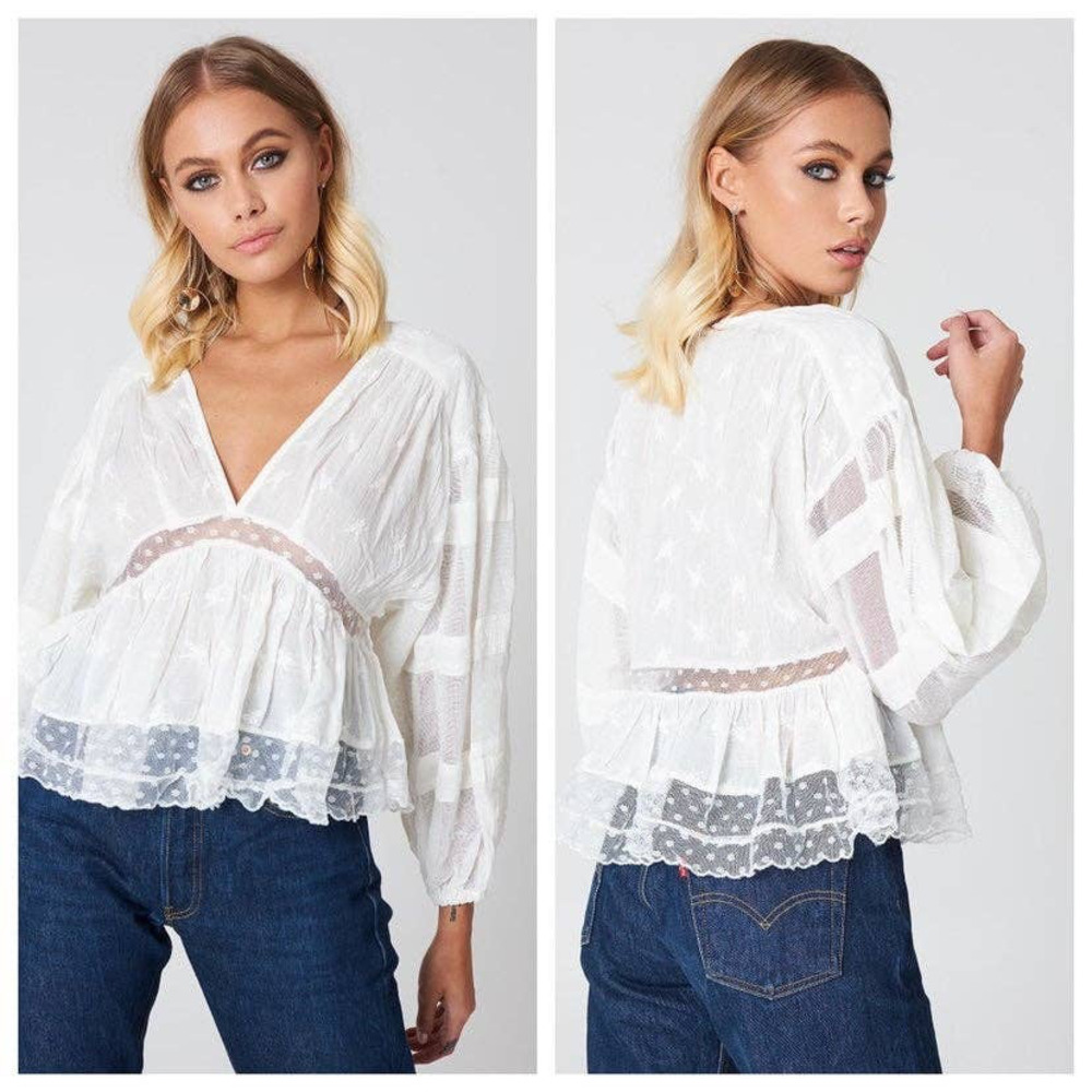 Free People Nostalgic Feels Peasant Blouse